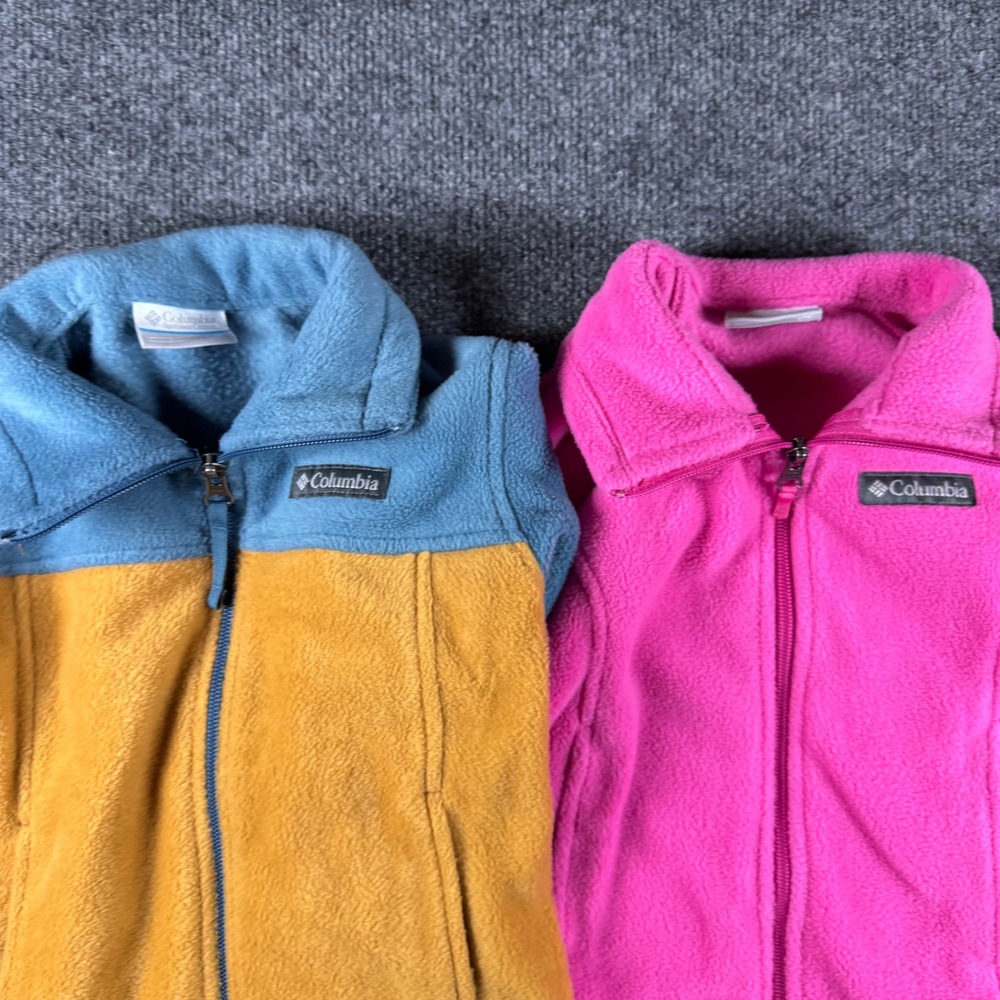 Columbia Kids Fleece Jacket Bundle 2pk Pink Blue Yellow XXS 4/5 Full Zip Fleece